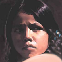 Gini pulled her head out from between the stacks. Her eyebrows peaked with worry.